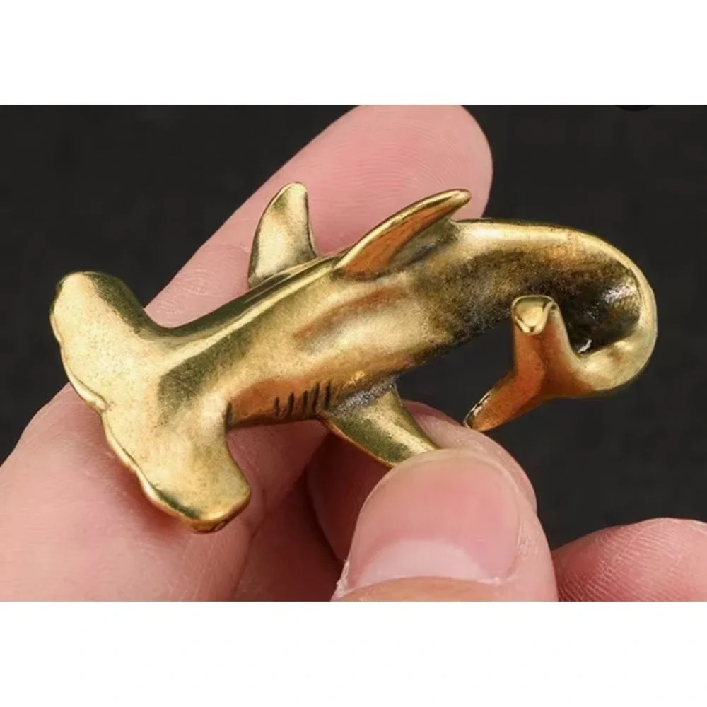 Brass Hammerhead Shark Figurine Gold Brass Miniature New